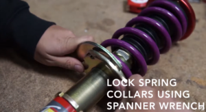 Locking spring collars into place after resetting spring preload on a coilover